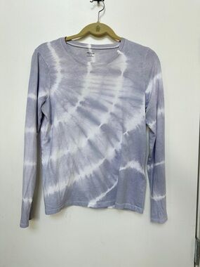 Madewell Lavender and White Tie-Dye Crewneck Tee